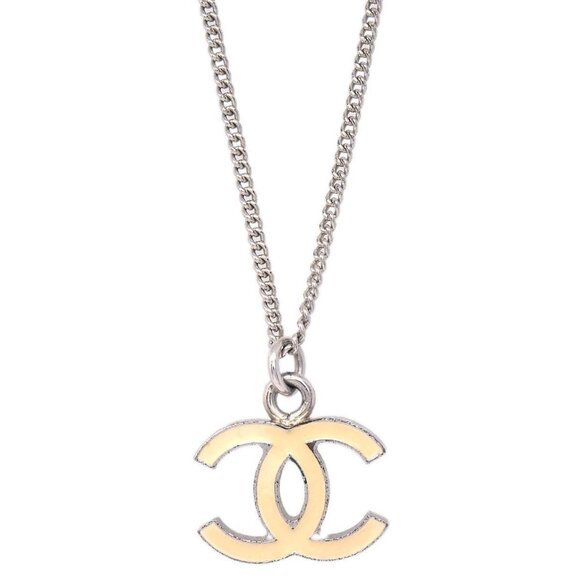 Chanel CC Chain Necklace Silver White 05V 176184 - Picture 1 of 4